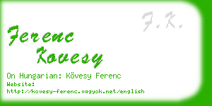 ferenc kovesy business card